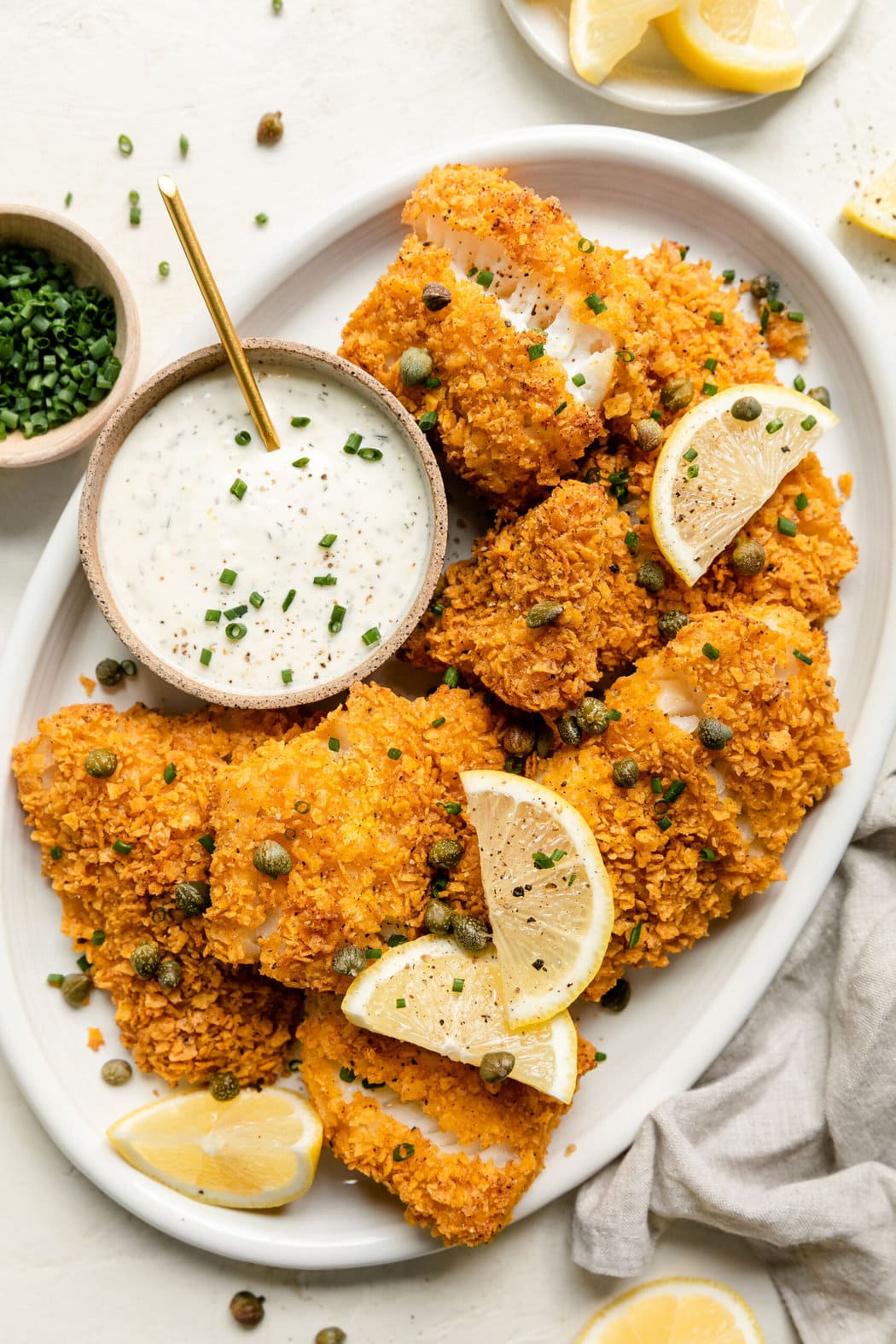 Crispy Baked Cod with Lemon-Garlic Aioli (Gluten Free, Dairy Free)