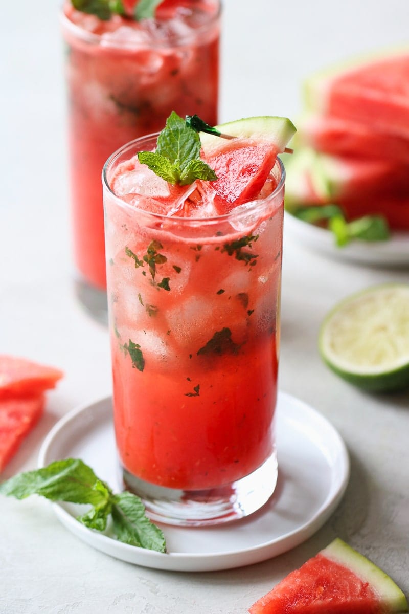 Watermelon Mojito (No Sugar Added Cocktail or Mocktail)