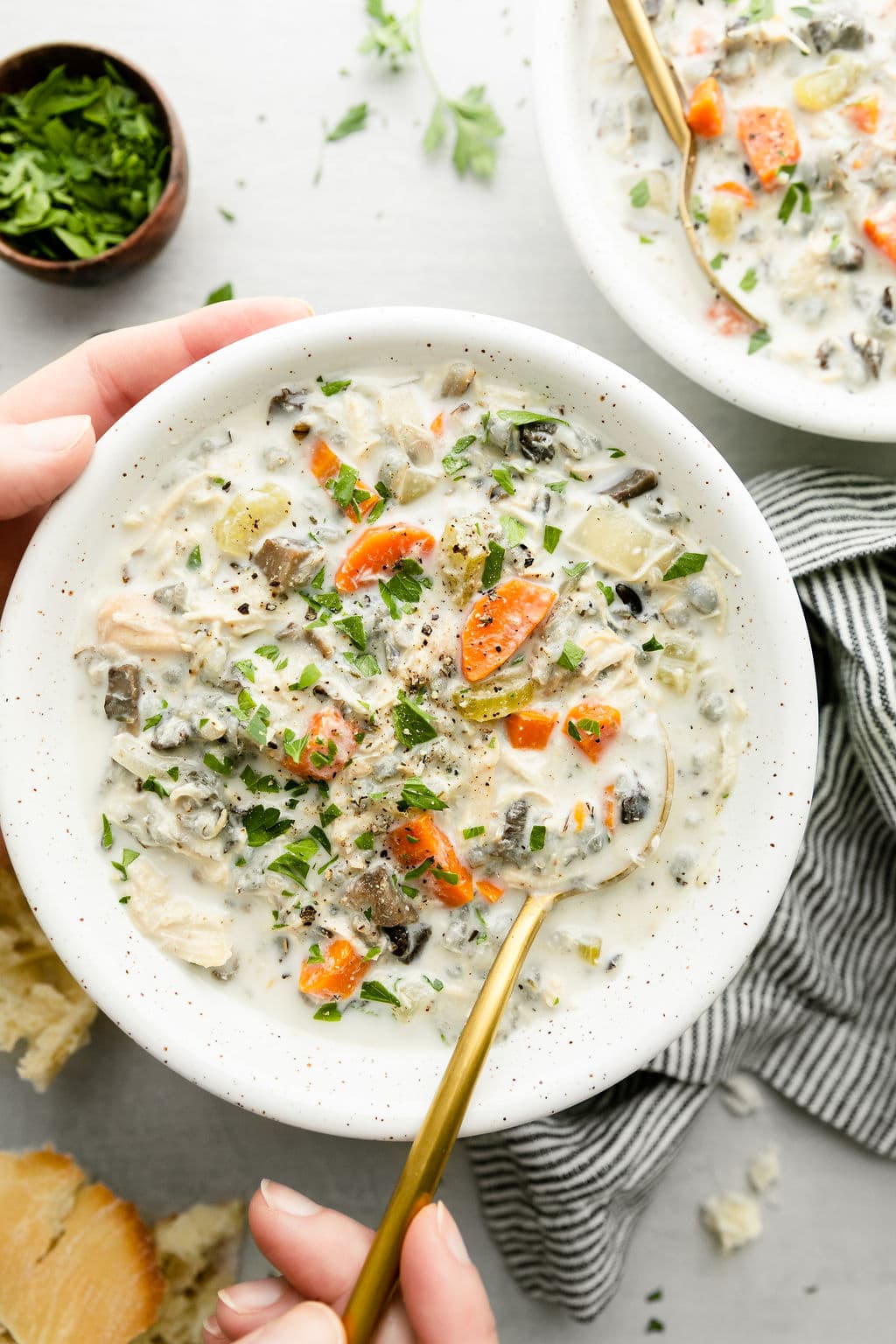 Slow Cooker Chicken Wild Rice Soup (Easy + Gluten Free)